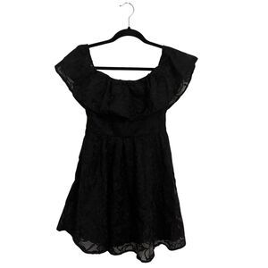 Altar’d State Black Ruffle Floral Lace Mini Dress S Whimsigoth Fairy Grunge